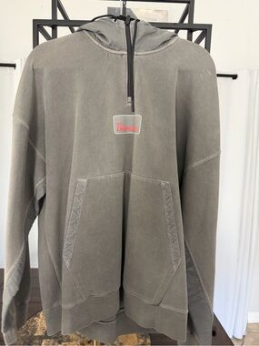 Men's Quarter-Zip Hooded Pullover - Gray